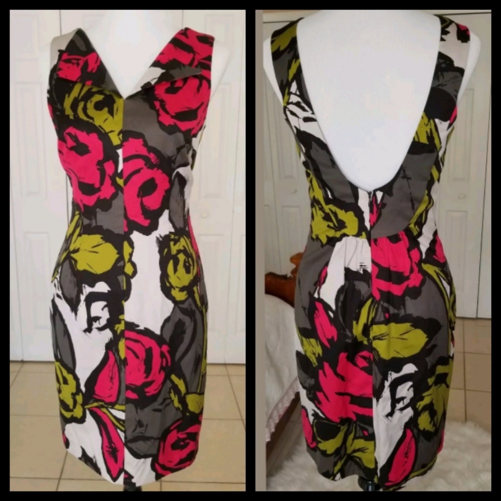 Trina turk silk floral sheath dress